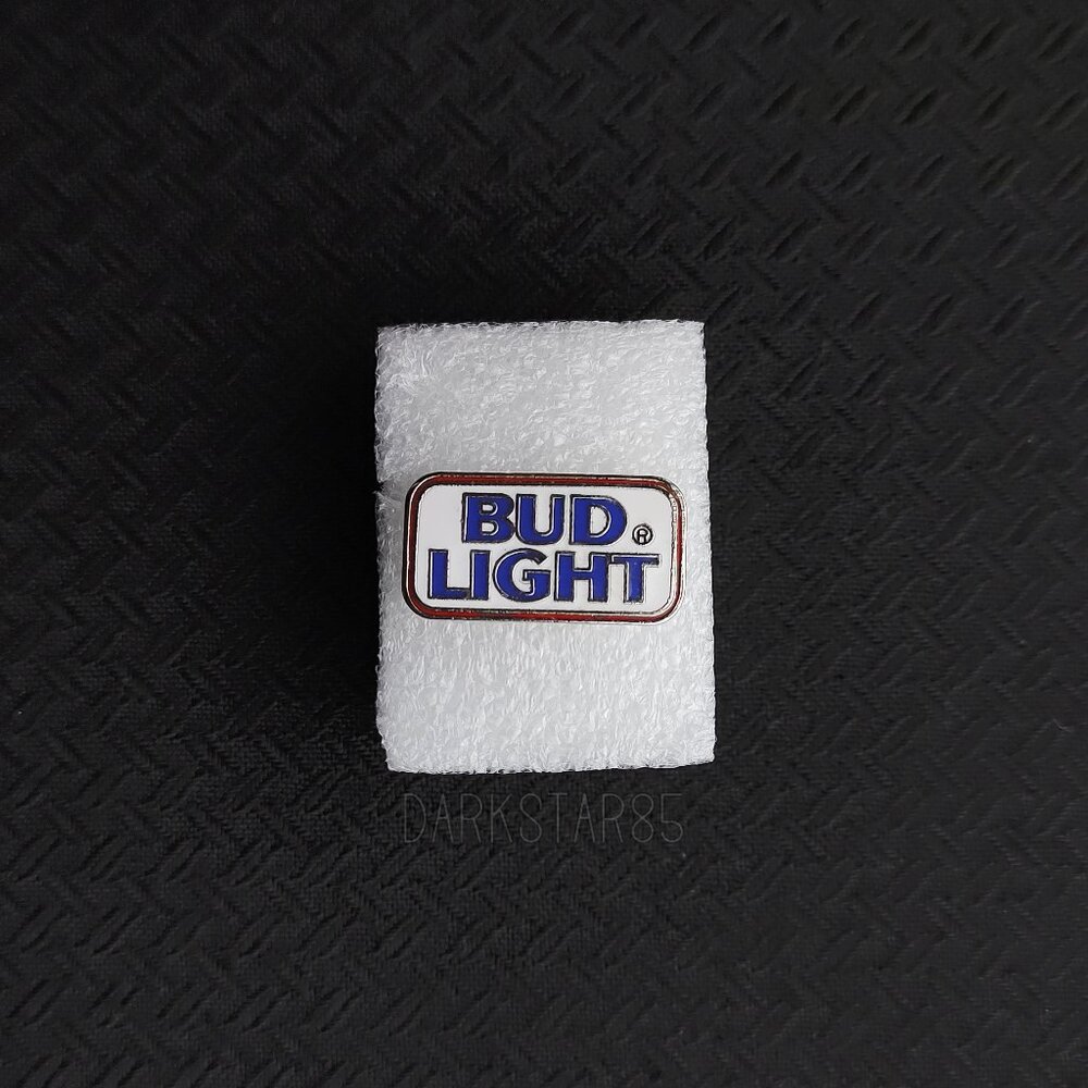 Vintage Bud Light White Blue and Red Logo Enamel Pin With Rubber Backing